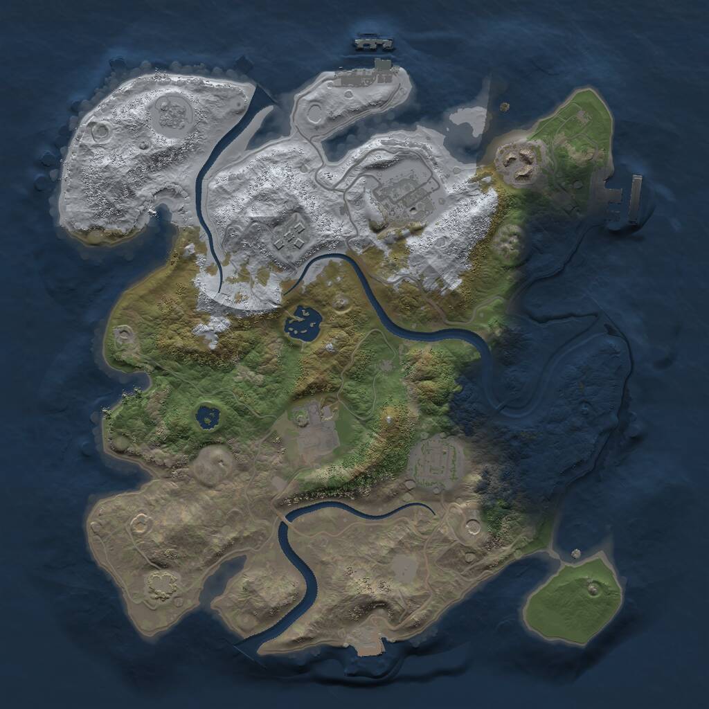 Rust Map: Procedural Map, Size: 3000, Seed: 1917468648, 12 Monuments