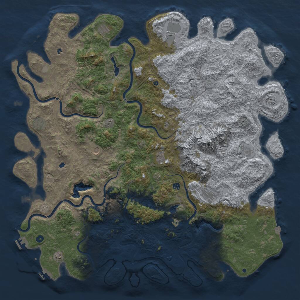 Rust Map: Procedural Map, Size: 6000, Seed: 9184723, 17 Monuments