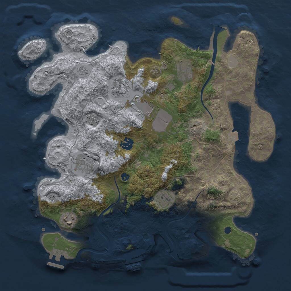 Rust Map: Procedural Map, Size: 3500, Seed: 1320218124, 14 Monuments