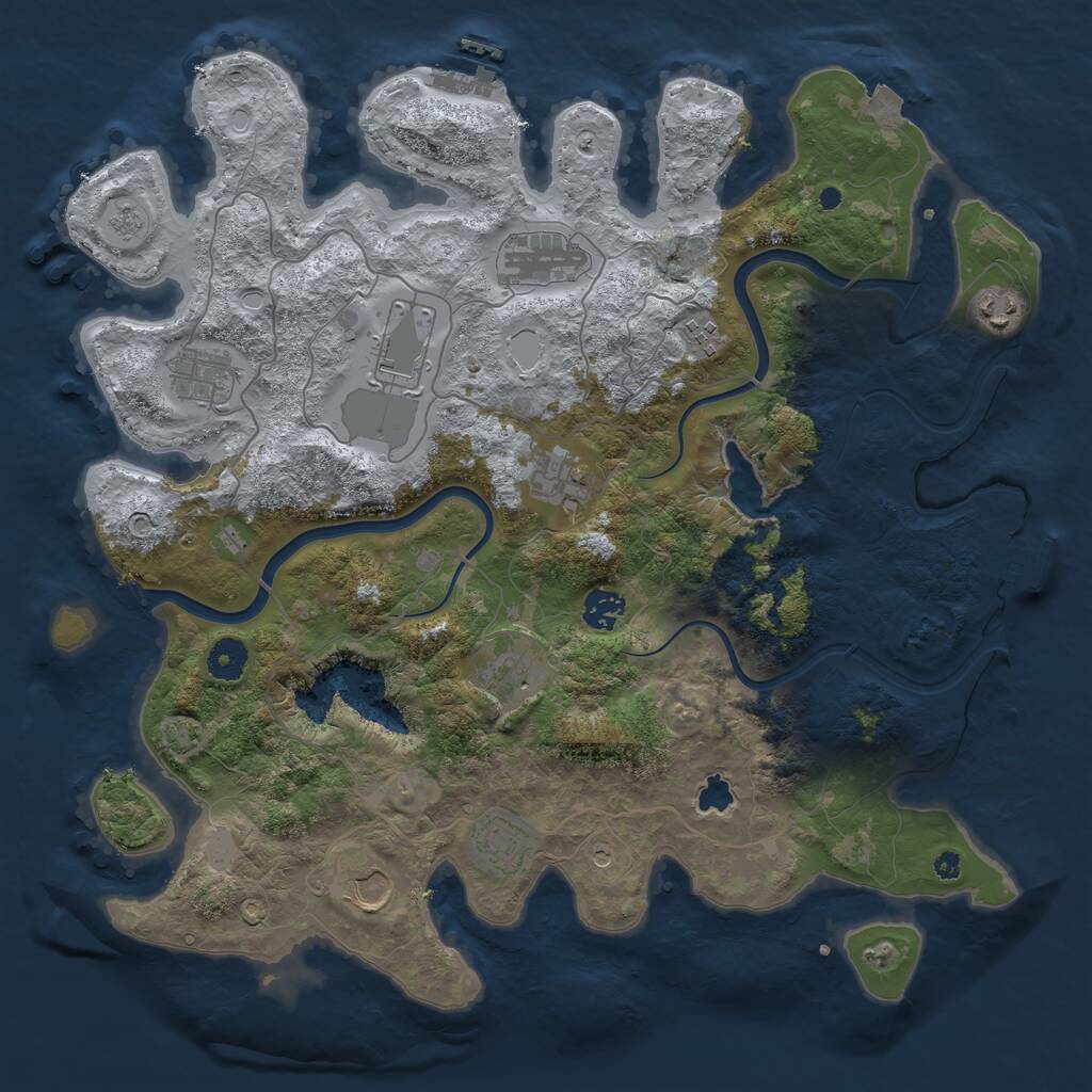 Rust Map: Procedural Map, Size: 4000, Seed: 1141471164, 16 Monuments