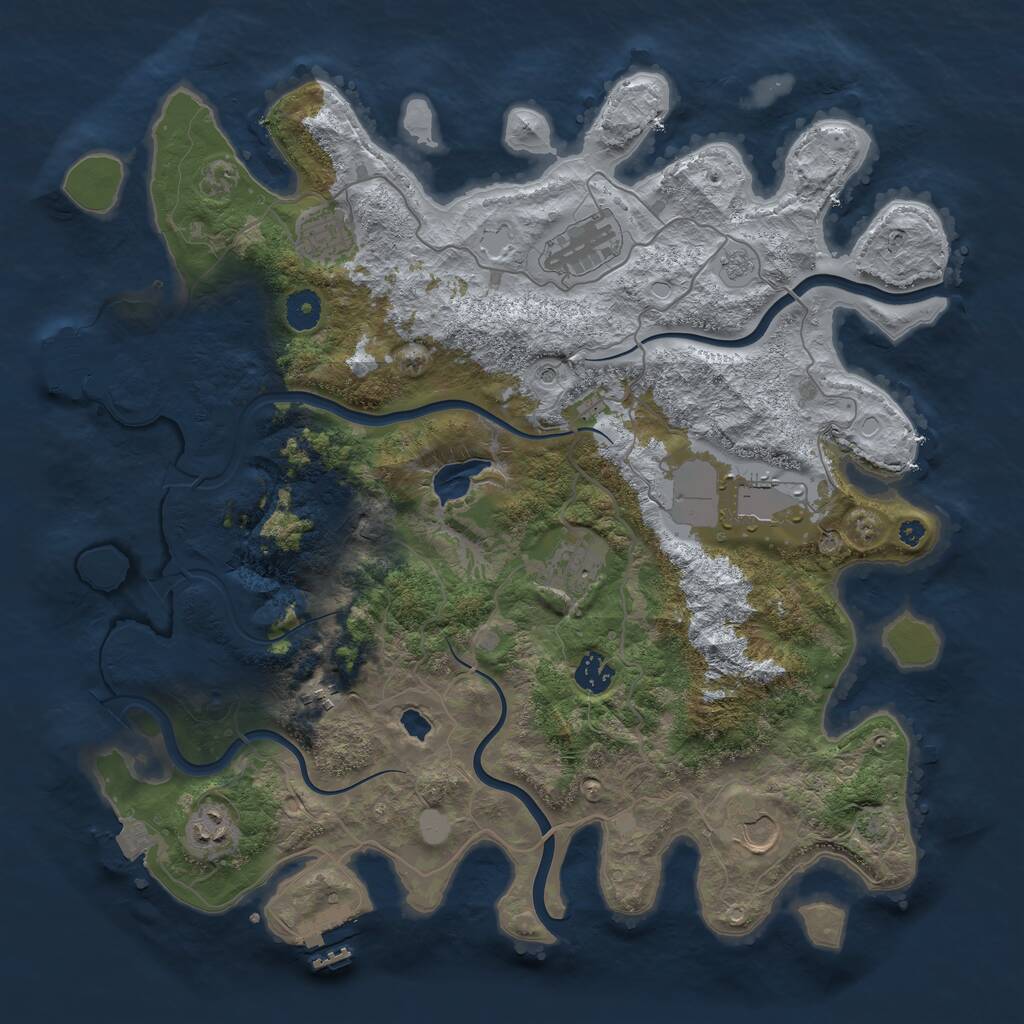 Rust Map: Procedural Map, Size: 4000, Seed: 200510075, 14 Monuments