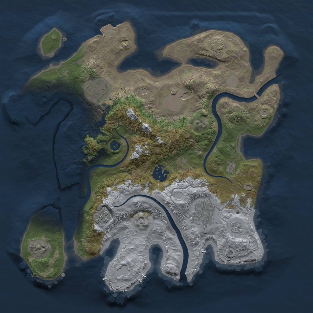 Rust Map: Procedural Map, Size: 3000, Seed: 62352, 10 Monuments