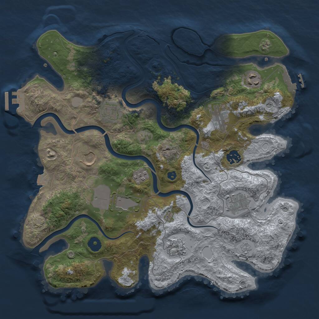 Rust Map: Procedural Map, Size: 3500, Seed: 875447, 15 Monuments