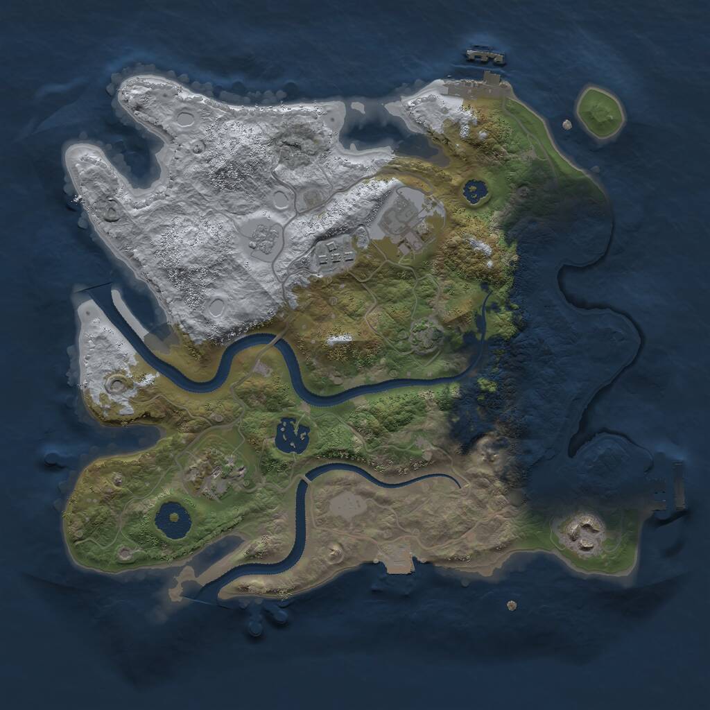 Rust Map: Procedural Map, Size: 3000, Seed: 827326, 10 Monuments