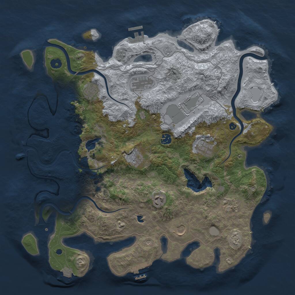 Rust Map: Procedural Map, Size: 4096, Seed: 4564, 16 Monuments