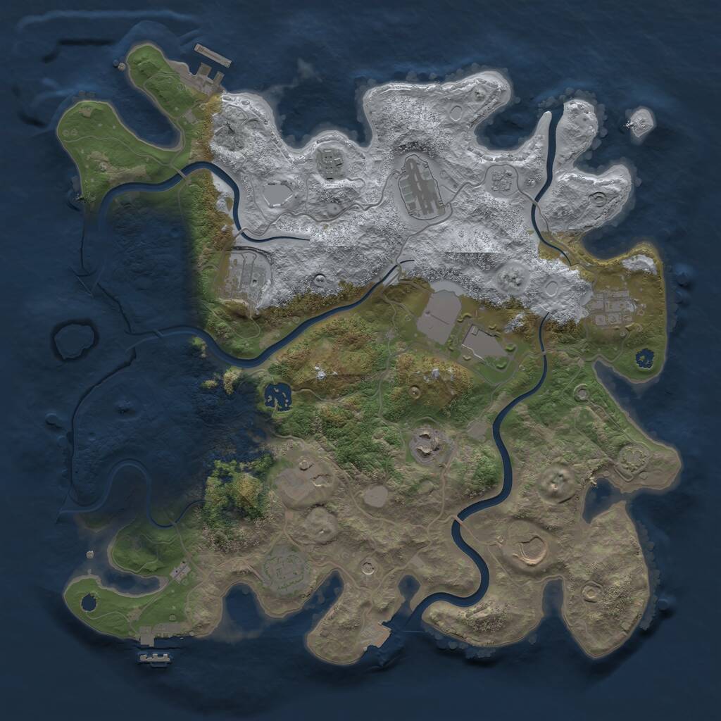 Rust Map: Procedural Map, Size: 3750, Seed: 830396853, 16 Monuments