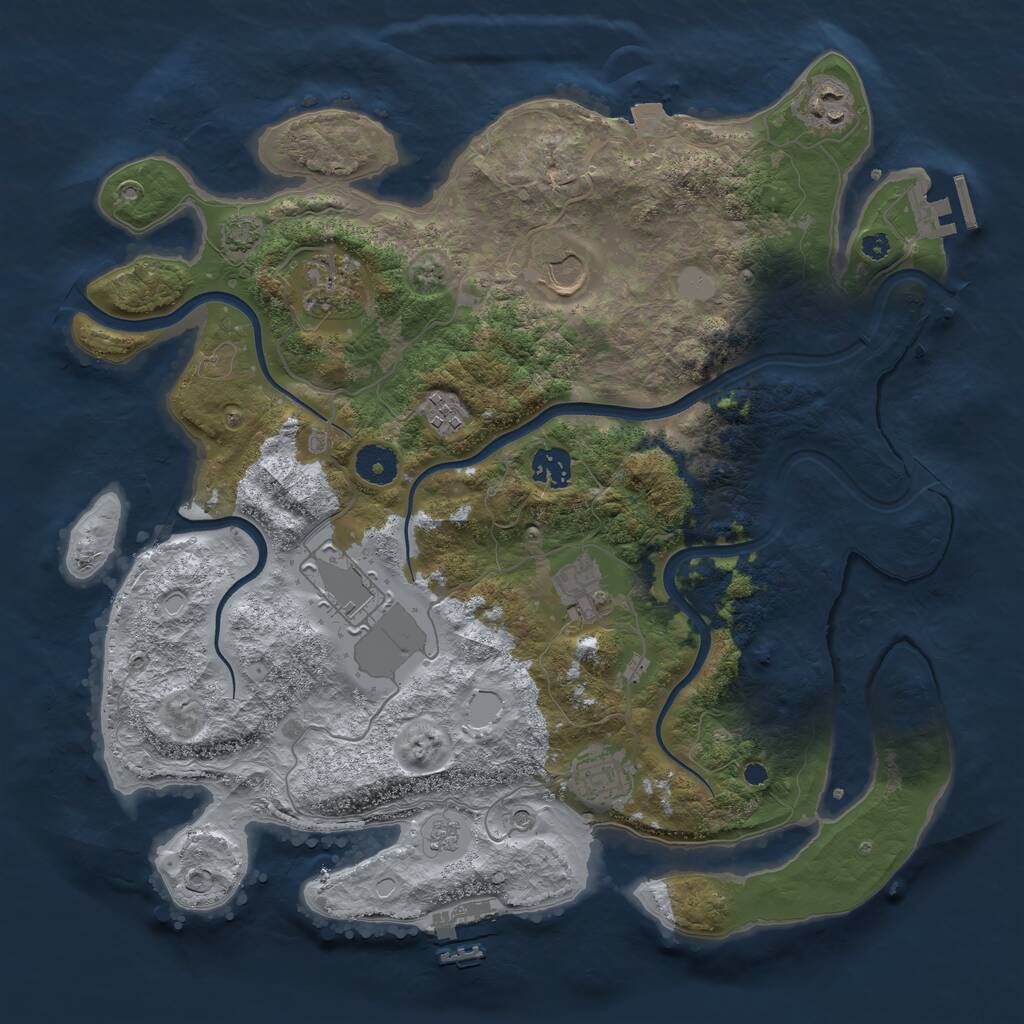 Rust Map: Procedural Map, Size: 3750, Seed: 151210737, 14 Monuments