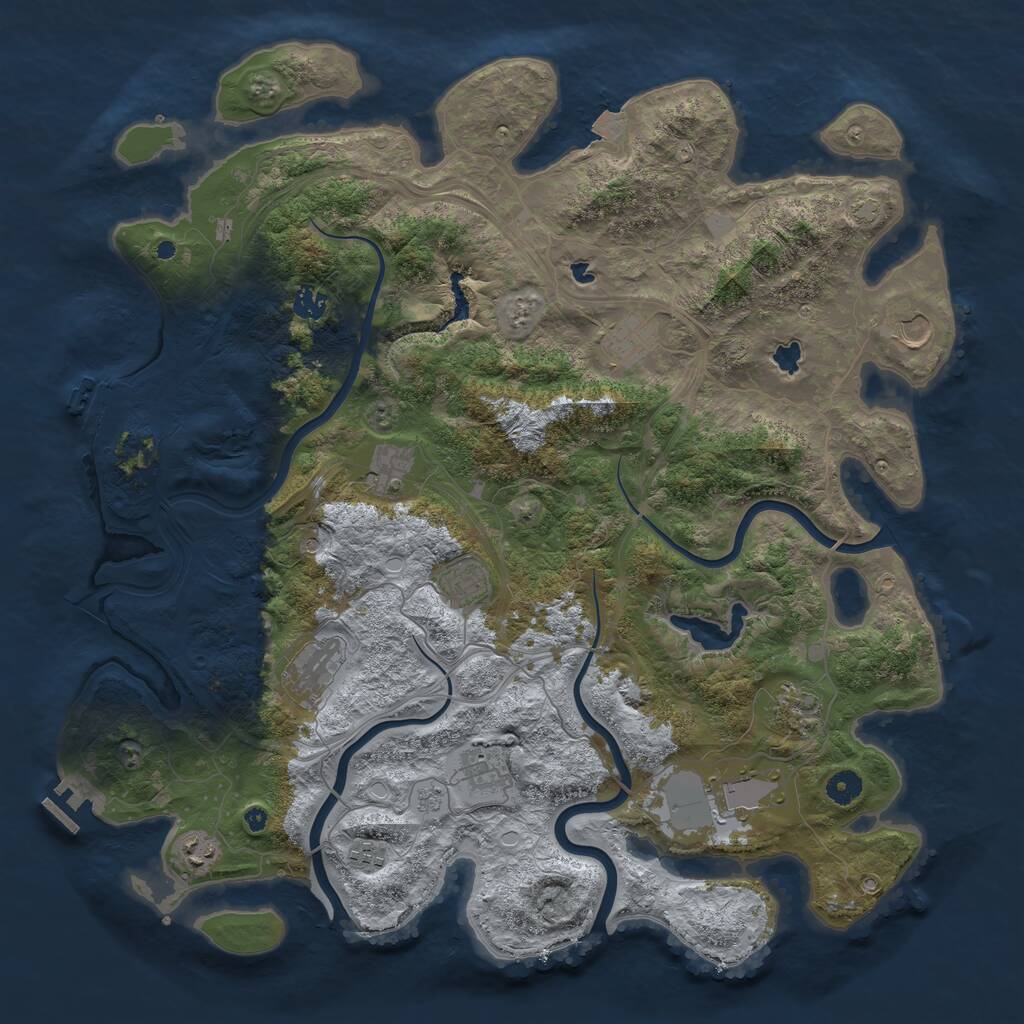 Rust Map: Procedural Map, Size: 4500, Seed: 796979642, 17 Monuments