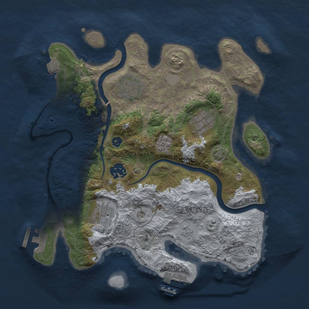 Rust Map: Procedural Map, Size: 3000, Seed: 1160807836, 11 Monuments