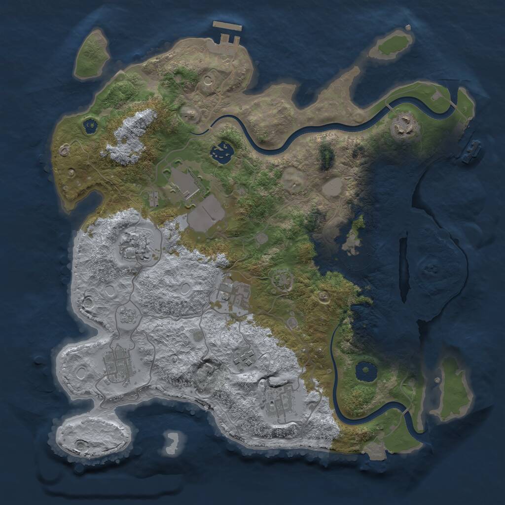 Rust Map: Procedural Map, Size: 3500, Seed: 1106105251, 15 Monuments