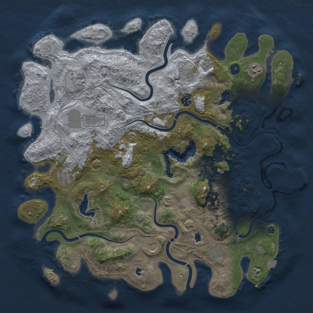 Rust Map: Procedural Map, Size: 4500, Seed: 725165447, 15 Monuments