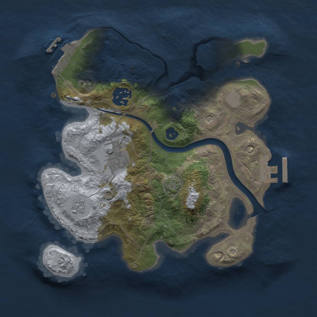 Rust Map: Procedural Map, Size: 2500, Seed: 45736, 8 Monuments