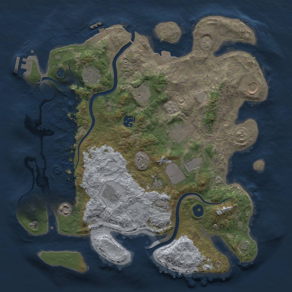Rust Map: Procedural Map, Size: 3750, Seed: 1821895933, 15 Monuments