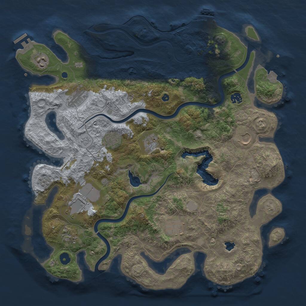 Rust Map: Procedural Map, Size: 4096, Seed: 48535, 16 Monuments