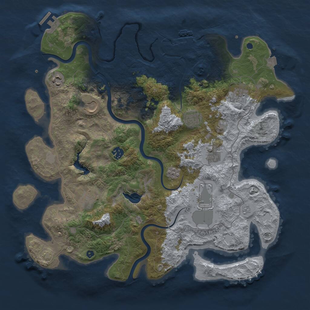 Rust Map: Procedural Map, Size: 4000, Seed: 1241233404, 15 Monuments