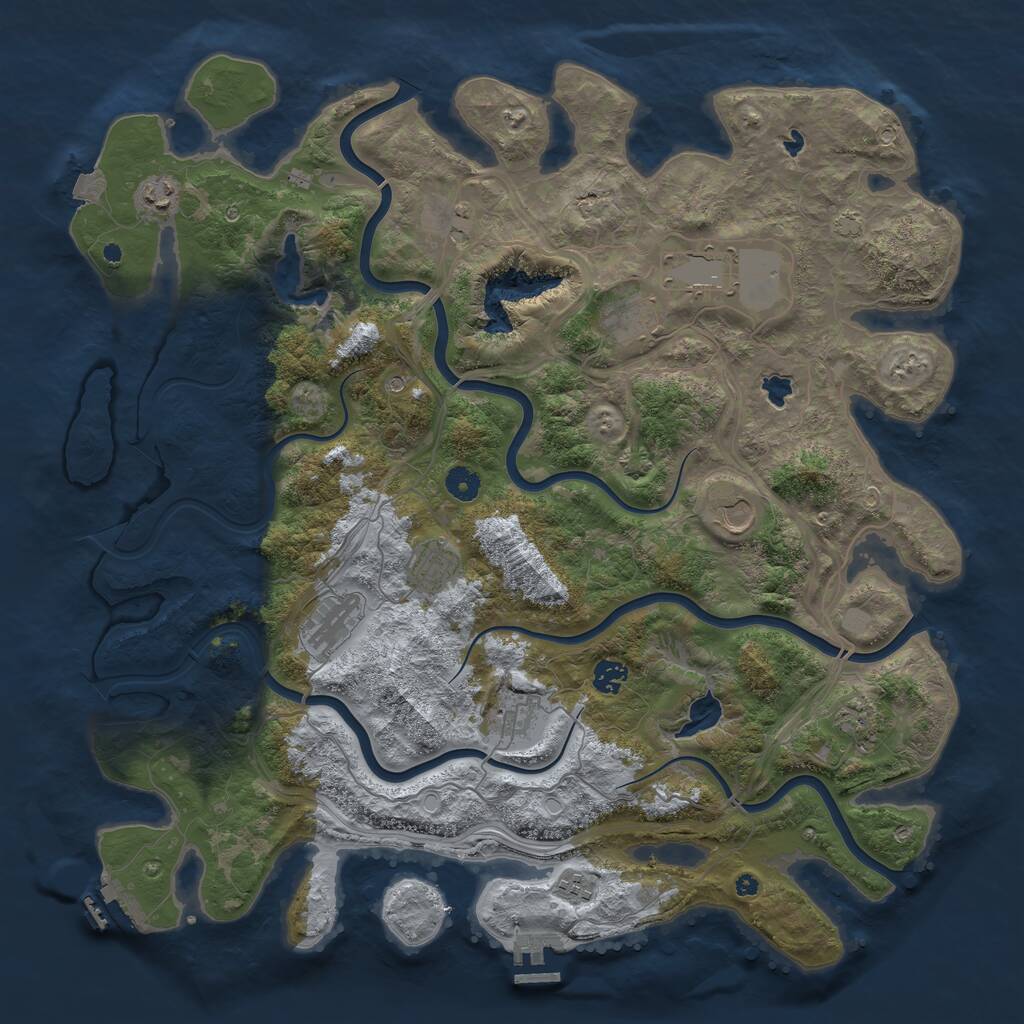 Rust Map: Procedural Map, Size: 4500, Seed: 845273413, 16 Monuments