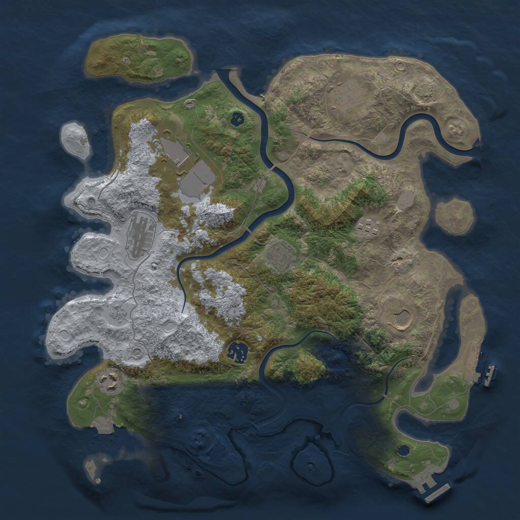 Rust Map: Procedural Map, Size: 3750, Seed: 951877591, 14 Monuments