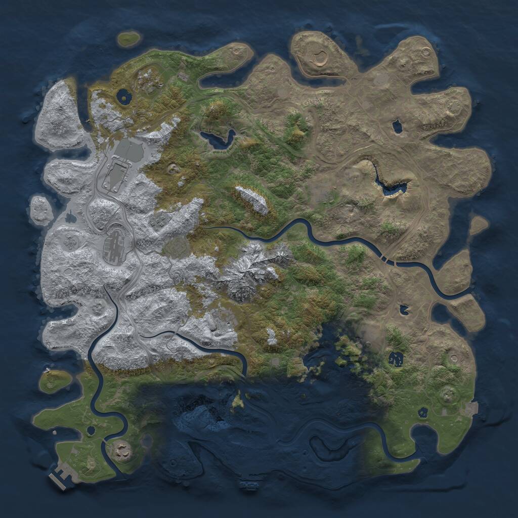 Rust Map: Procedural Map, Size: 5000, Seed: 984353, 17 Monuments