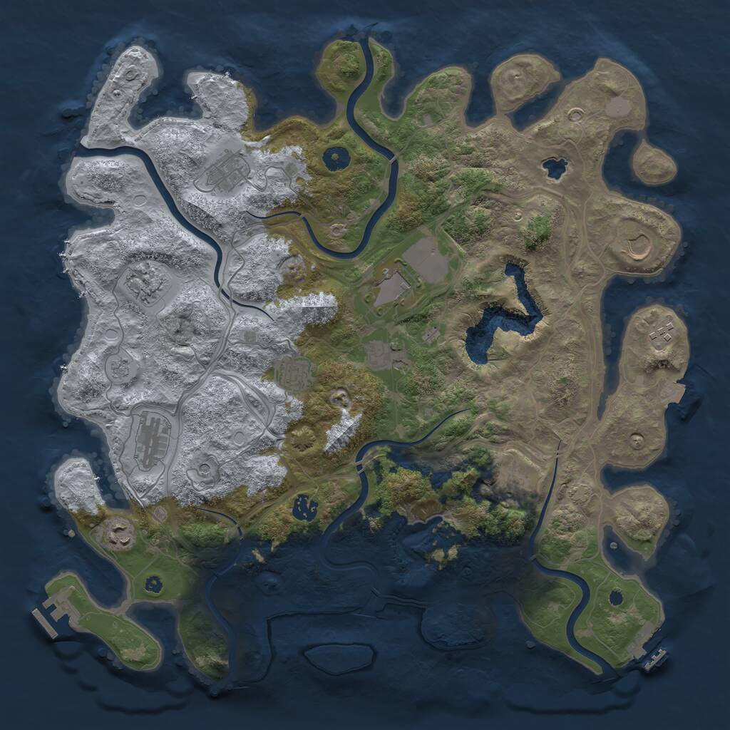Rust Map: Procedural Map, Size: 4250, Seed: 1250762621, 17 Monuments