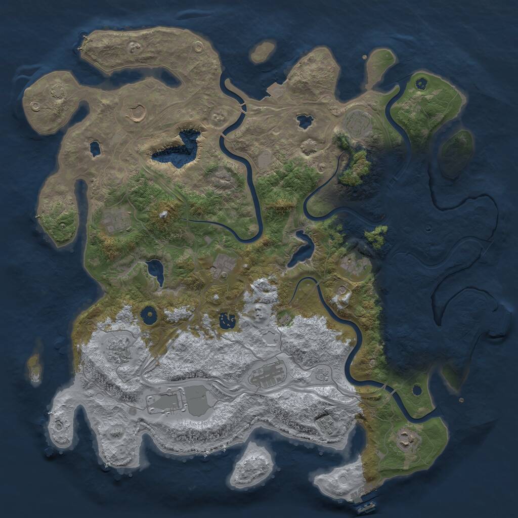Rust Map: Procedural Map, Size: 4500, Seed: 828367509, 17 Monuments