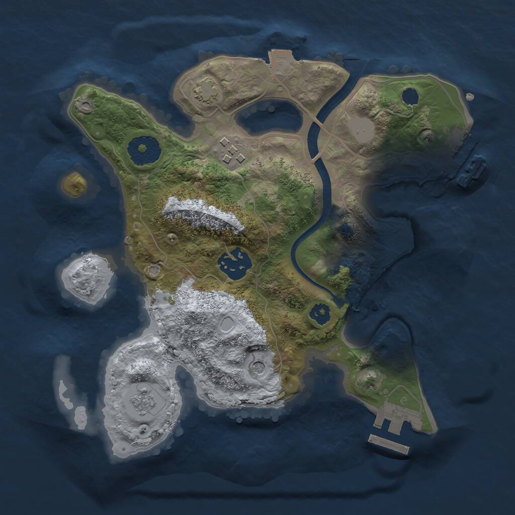 Rust Map: Procedural Map, Size: 2500, Seed: 83734, 8 Monuments