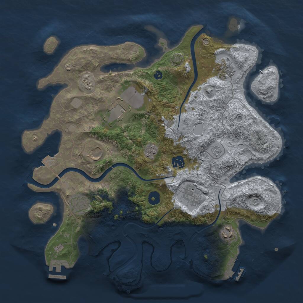 Rust Map: Procedural Map, Size: 3500, Seed: 1591460583, 14 Monuments