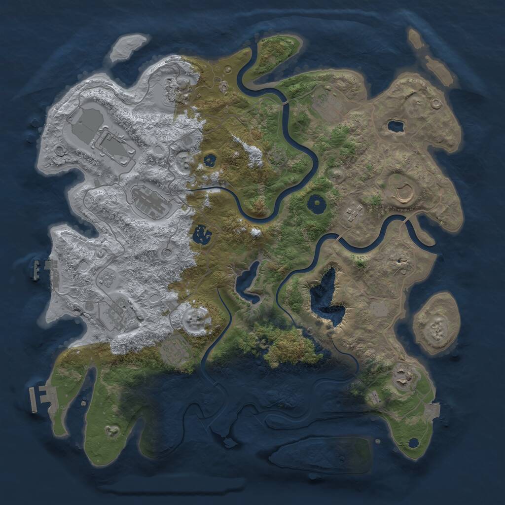 Rust Map: Procedural Map, Size: 4000, Seed: 71581, 16 Monuments