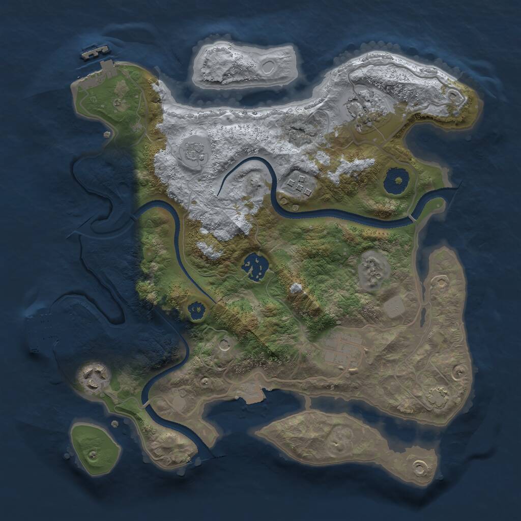 Rust Map: Procedural Map, Size: 3000, Seed: 525543, 11 Monuments