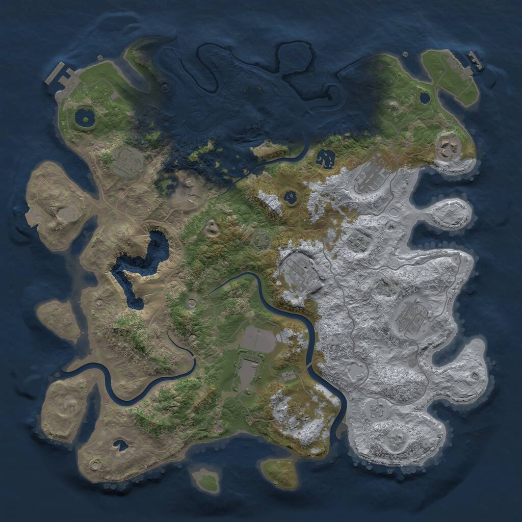 Rust Map: Procedural Map, Size: 4000, Seed: 784645375, 16 Monuments
