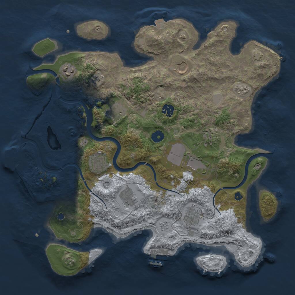 Rust Map: Procedural Map, Size: 3650, Seed: 1657958788, 16 Monuments