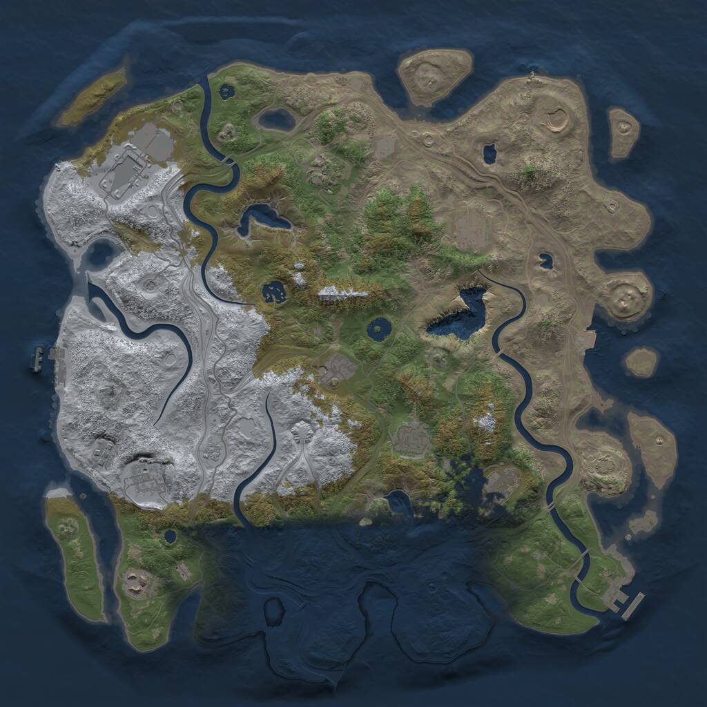 Rust Map: Procedural Map, Size: 4500, Seed: 901091266, 17 Monuments