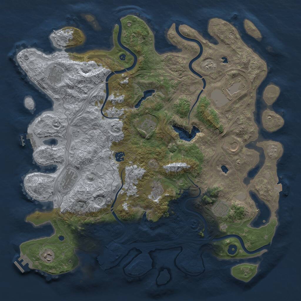 Rust Map: Procedural Map, Size: 4500, Seed: 879222637, 16 Monuments