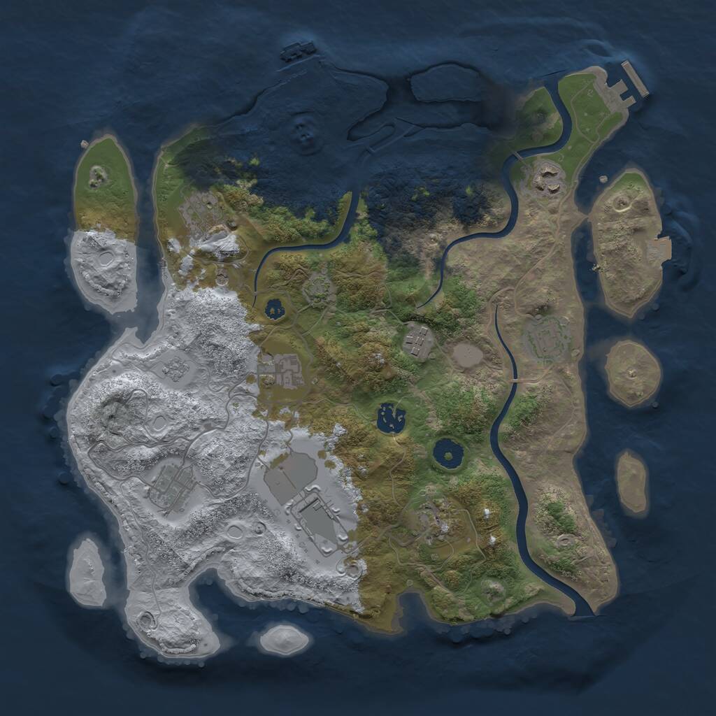 Rust Map: Procedural Map, Size: 3600, Seed: 494270, 15 Monuments