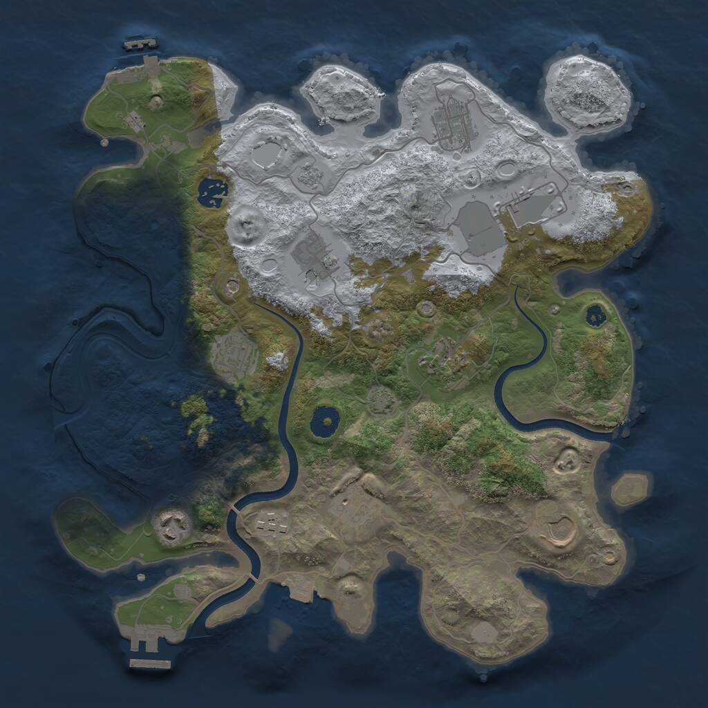 Rust Map: Procedural Map, Size: 3500, Seed: 376641510, 16 Monuments