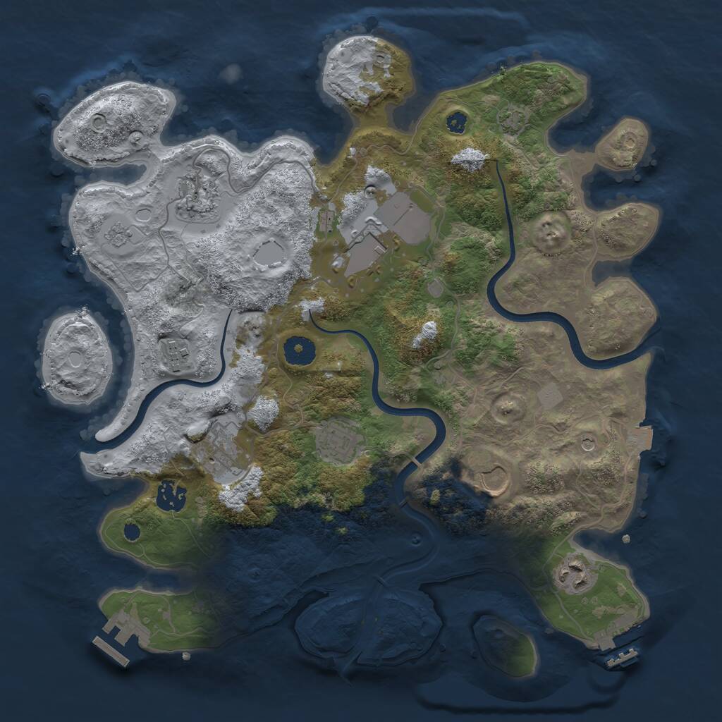 Rust Map: Procedural Map, Size: 3500, Seed: 516257329, 14 Monuments
