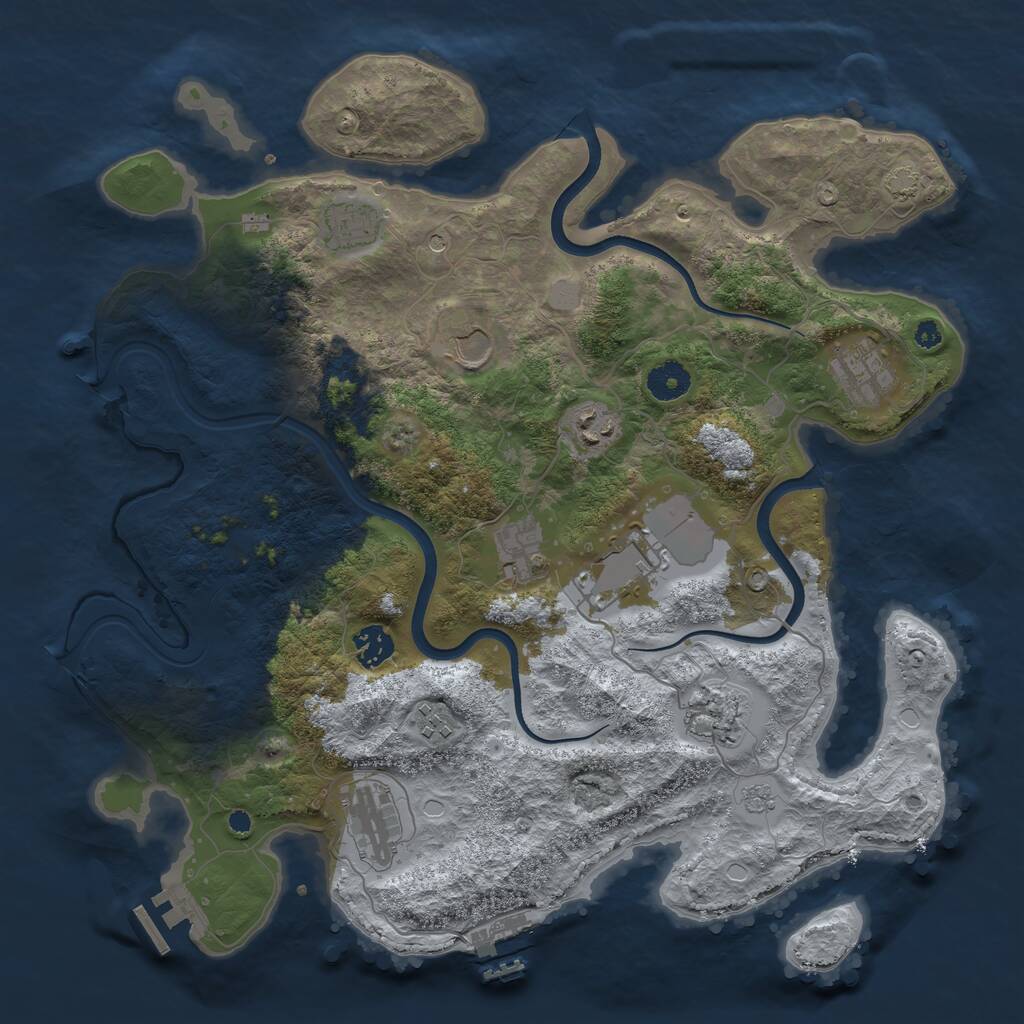 Rust Map: Procedural Map, Size: 3800, Seed: 739542068, 16 Monuments