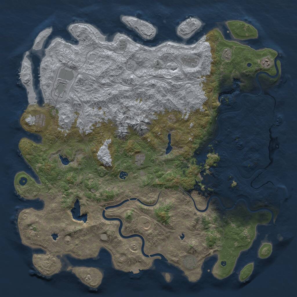Rust Map: Procedural Map, Size: 5500, Seed: 315605597, 17 Monuments