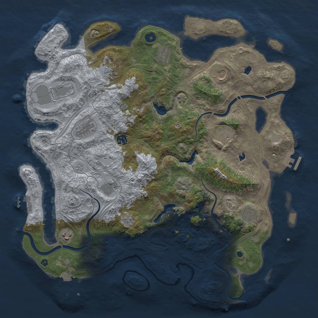 Rust Map: Procedural Map, Size: 4500, Seed: 1723479215, 17 Monuments