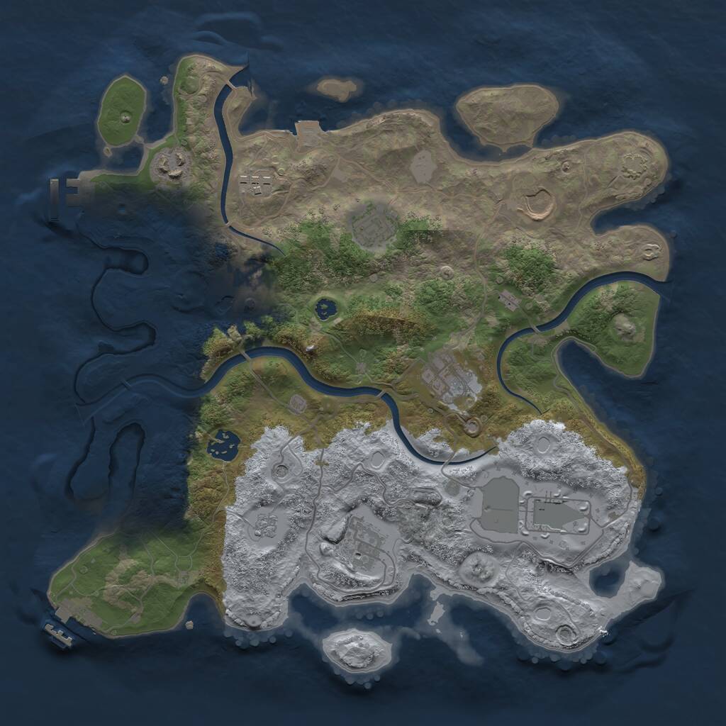 Rust Map: Procedural Map, Size: 3500, Seed: 505037952, 15 Monuments