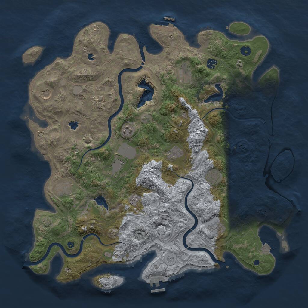 Rust Map: Procedural Map, Size: 4500, Seed: 962527355, 17 Monuments