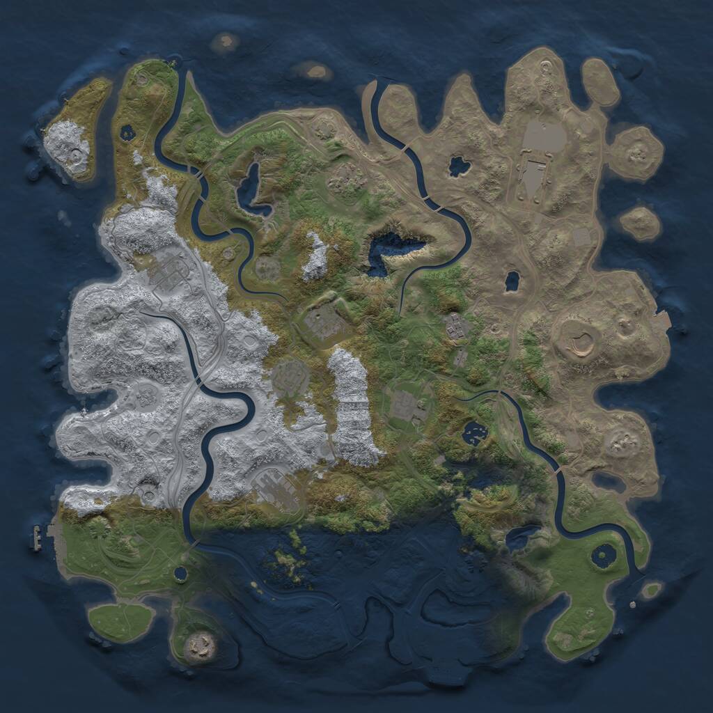 Rust Map: Procedural Map, Size: 4500, Seed: 449159477, 17 Monuments