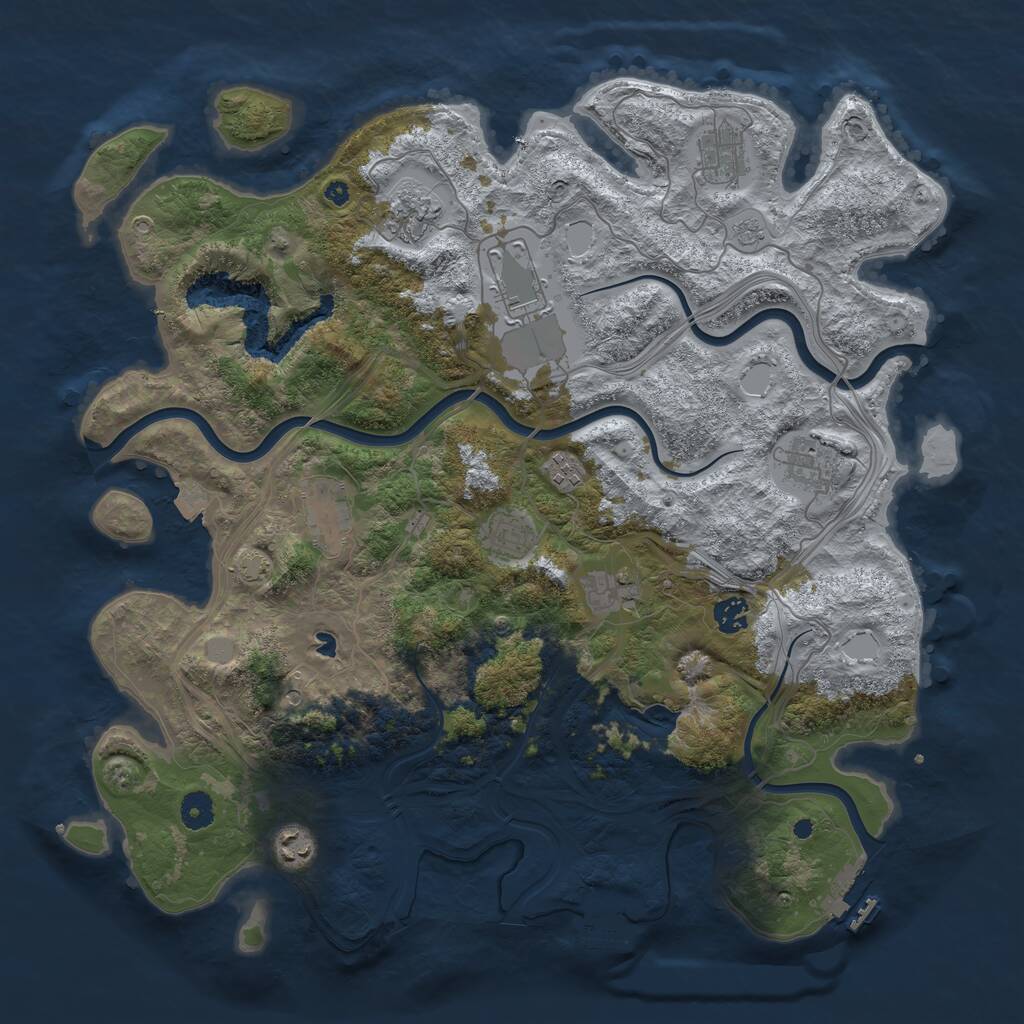 Rust Map: Procedural Map, Size: 4250, Seed: 1333754002, 16 Monuments