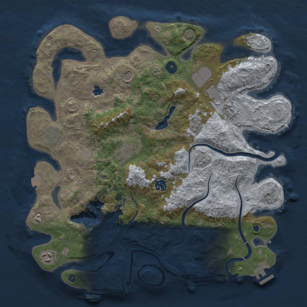 Rust Map: Procedural Map, Size: 4000, Seed: 857354, 14 Monuments