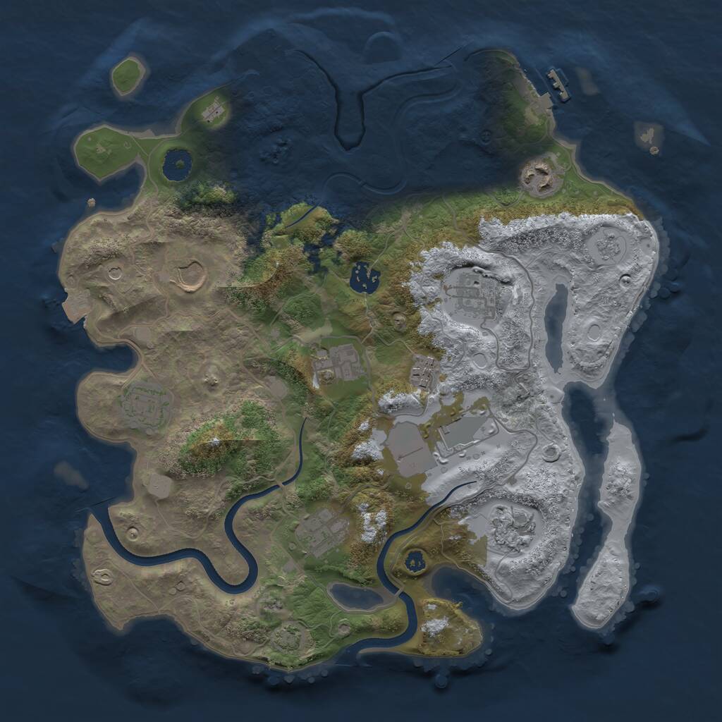 Rust Map: Procedural Map, Size: 3500, Seed: 906871667, 16 Monuments