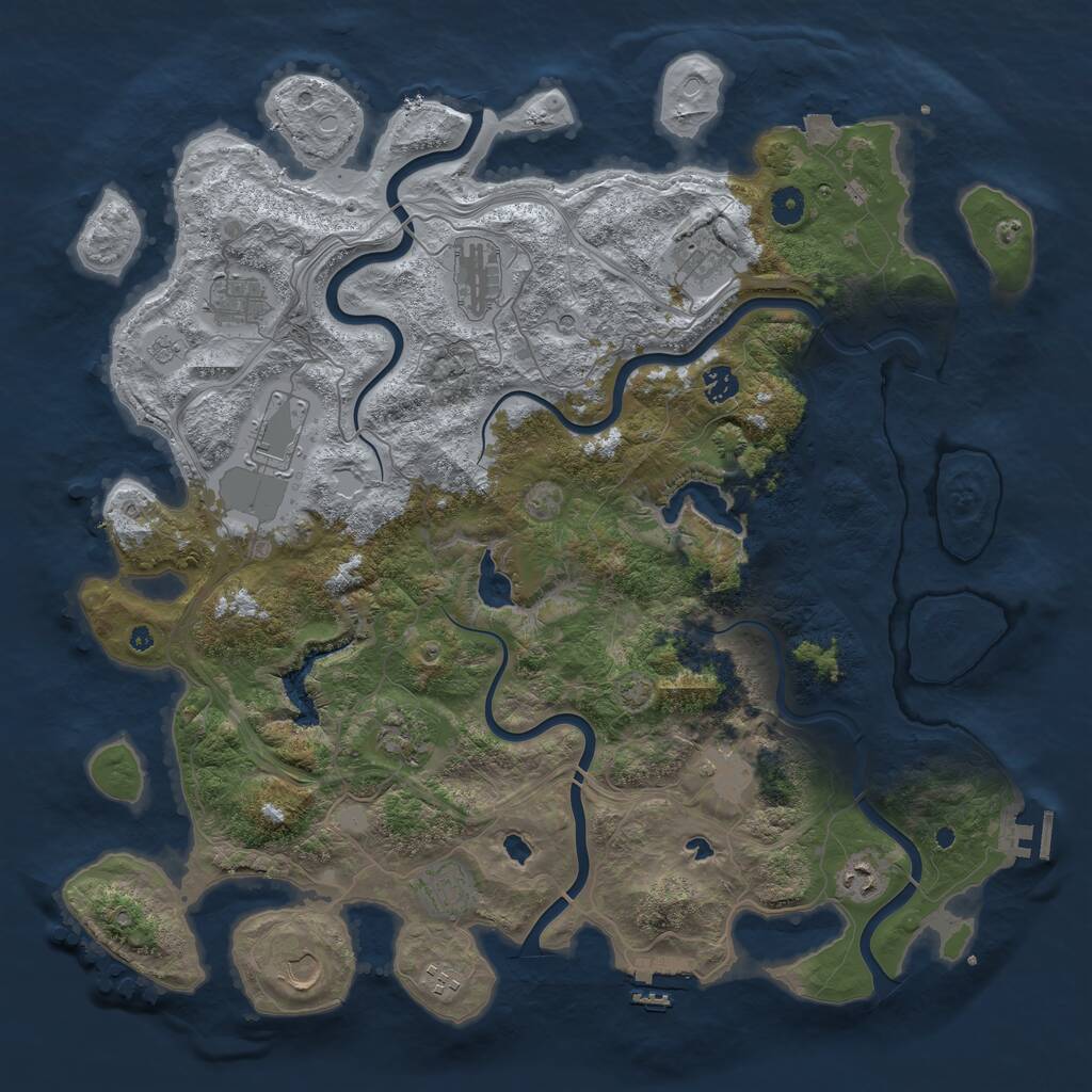 Rust Map: Procedural Map, Size: 4500, Seed: 1498250893, 17 Monuments