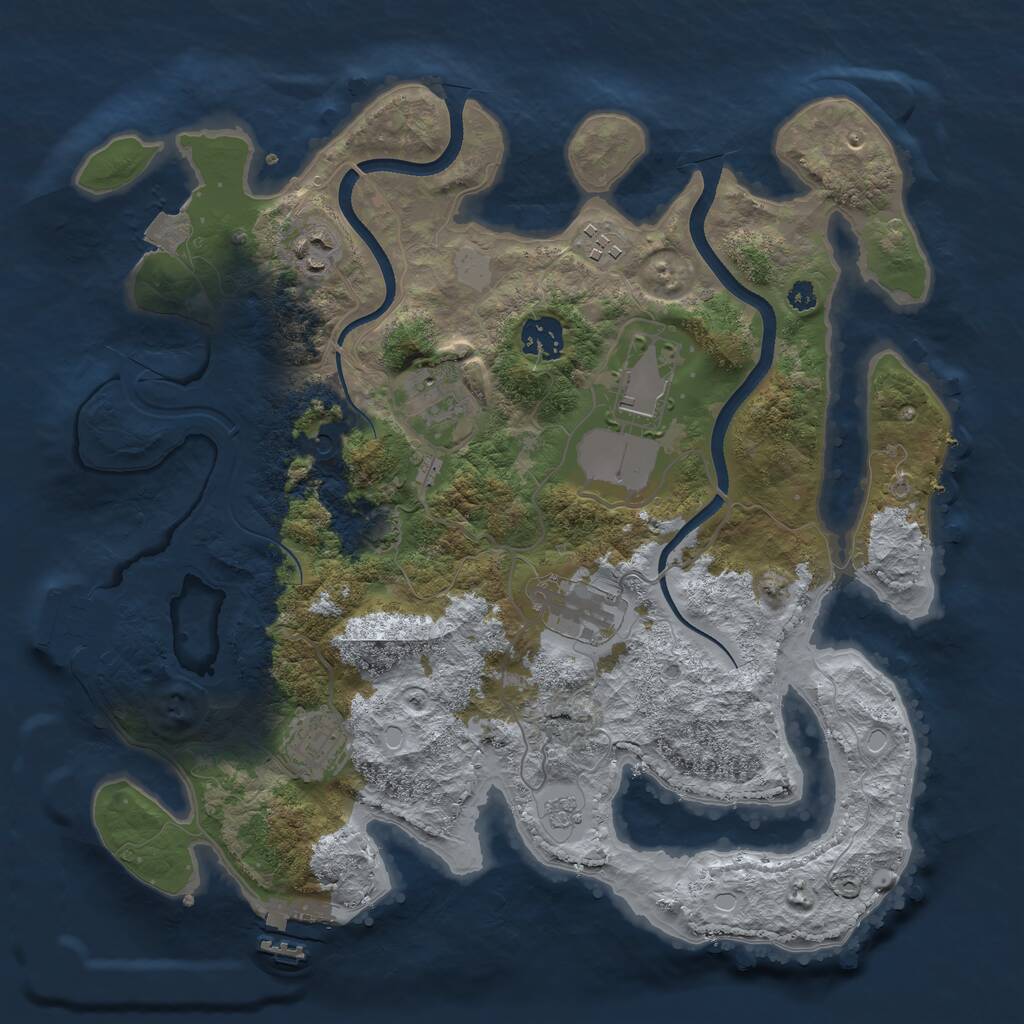 Rust Map: Procedural Map, Size: 3500, Seed: 631946261, 13 Monuments