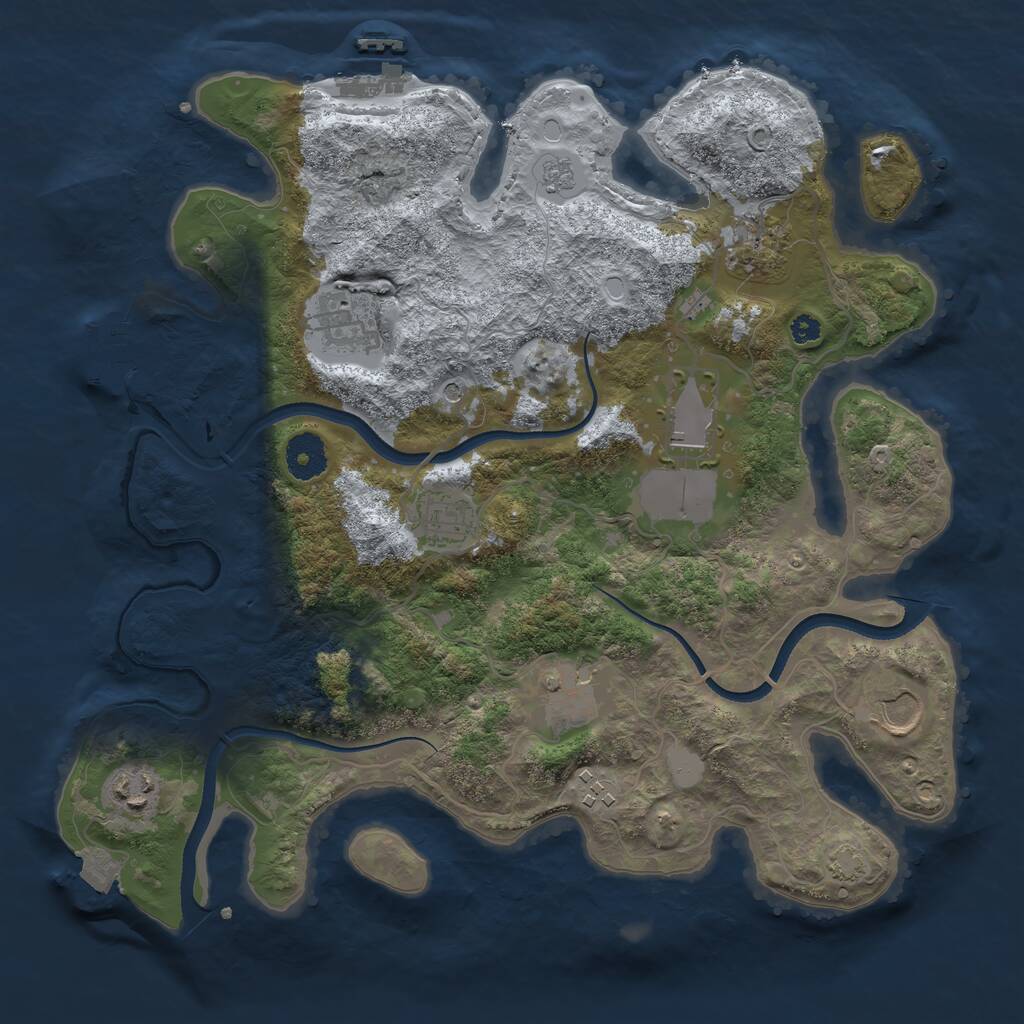 Rust Map: Procedural Map, Size: 3500, Seed: 1175707264, 14 Monuments