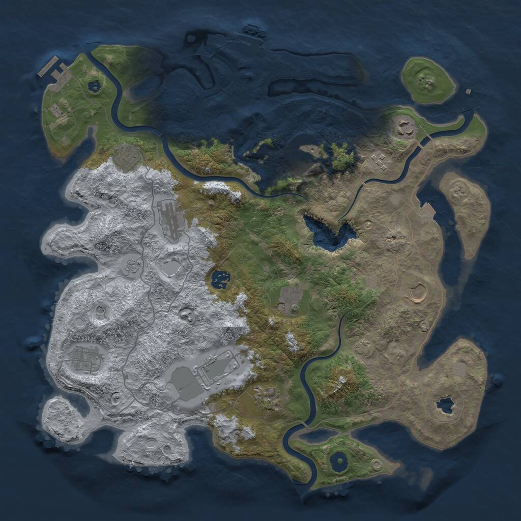 Rust Map: Procedural Map, Size: 4096, Seed: 69262, 17 Monuments