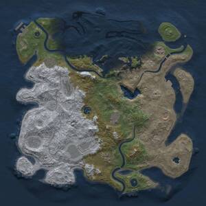 Thumbnail Rust Map: Procedural Map, Size: 4096, Seed: 69262, 17 Monuments