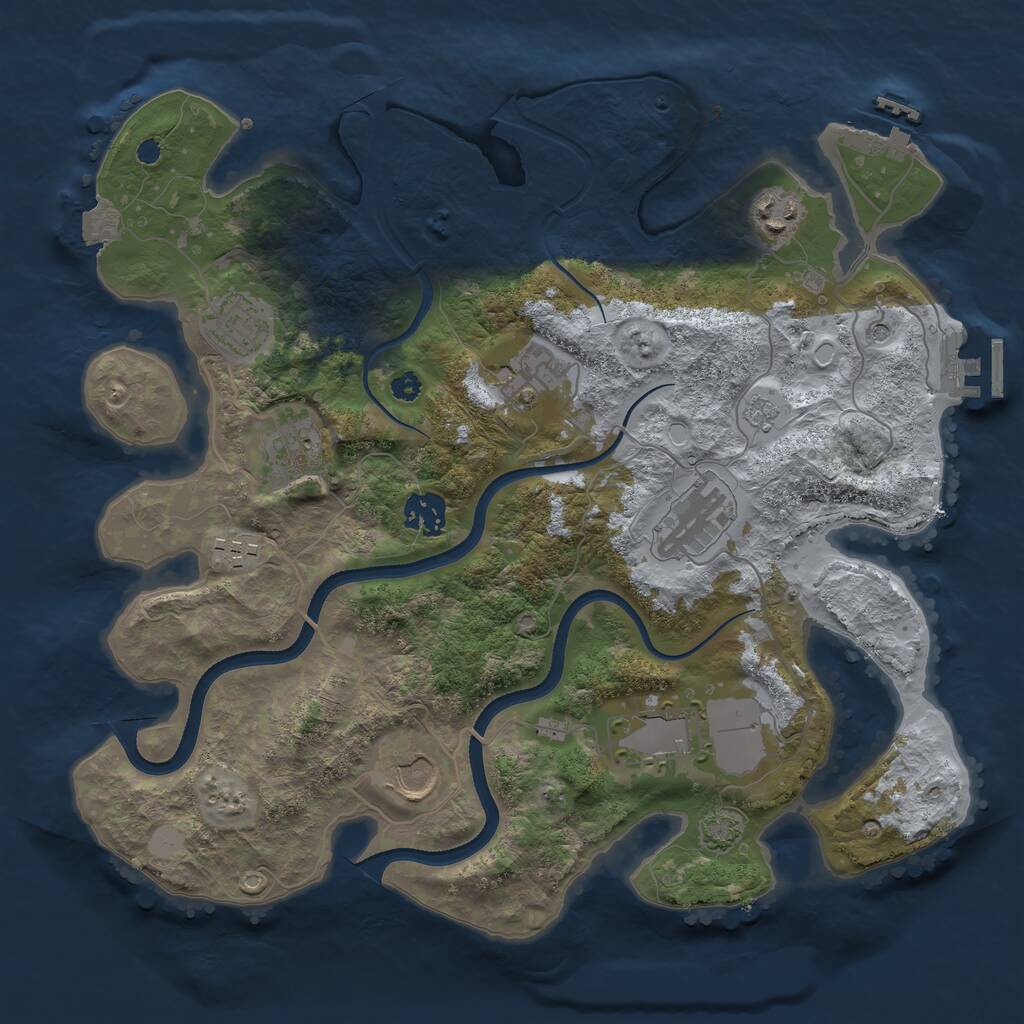 Rust Map: Procedural Map, Size: 3500, Seed: 514581658, 15 Monuments